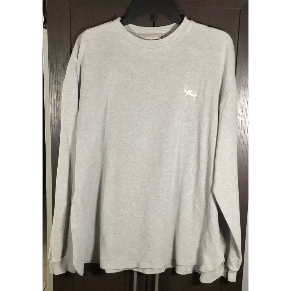 Rocawear Mens Long Sleeve Thermal Shirt Gray Waffle Knit Cotton Logo Large
